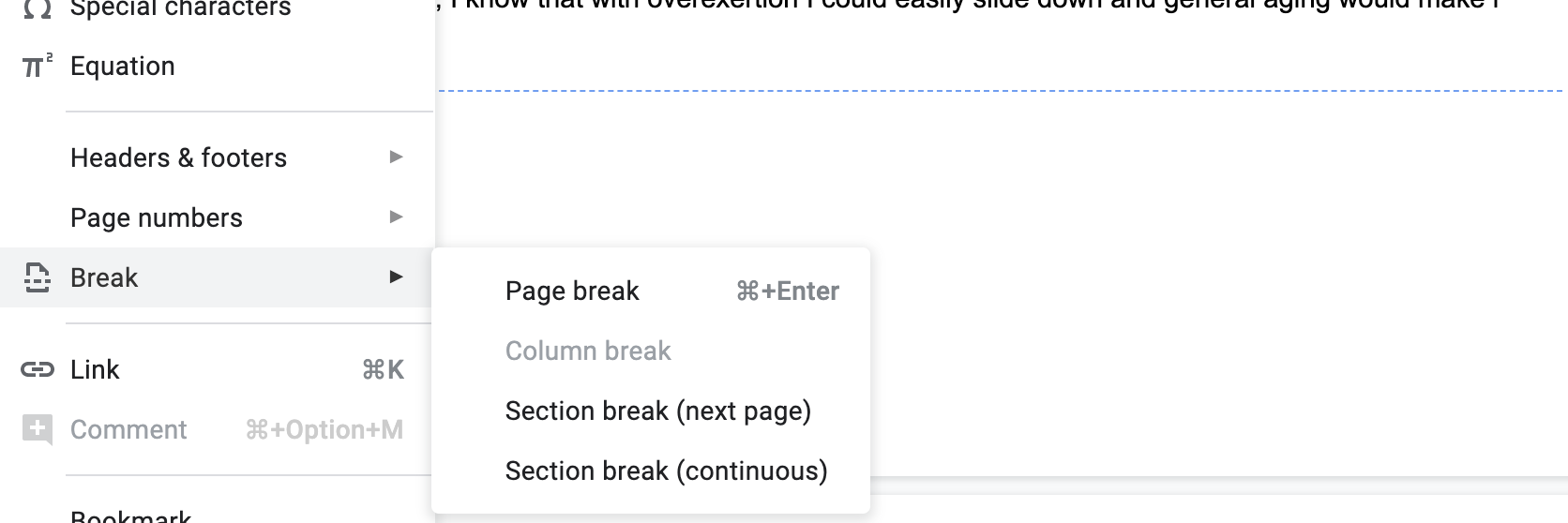 remove column break in word for mac